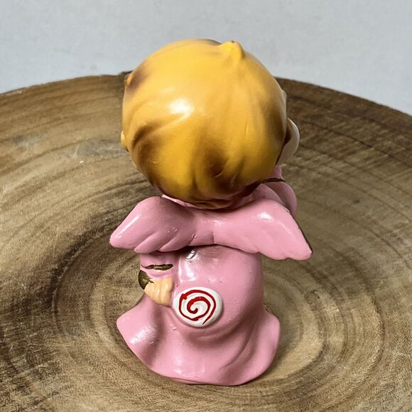 VTG HTF Josef Originals Wee Folks Figurine Pink Angel Lollipops Big Eyes Japan - Picture 3 of 5